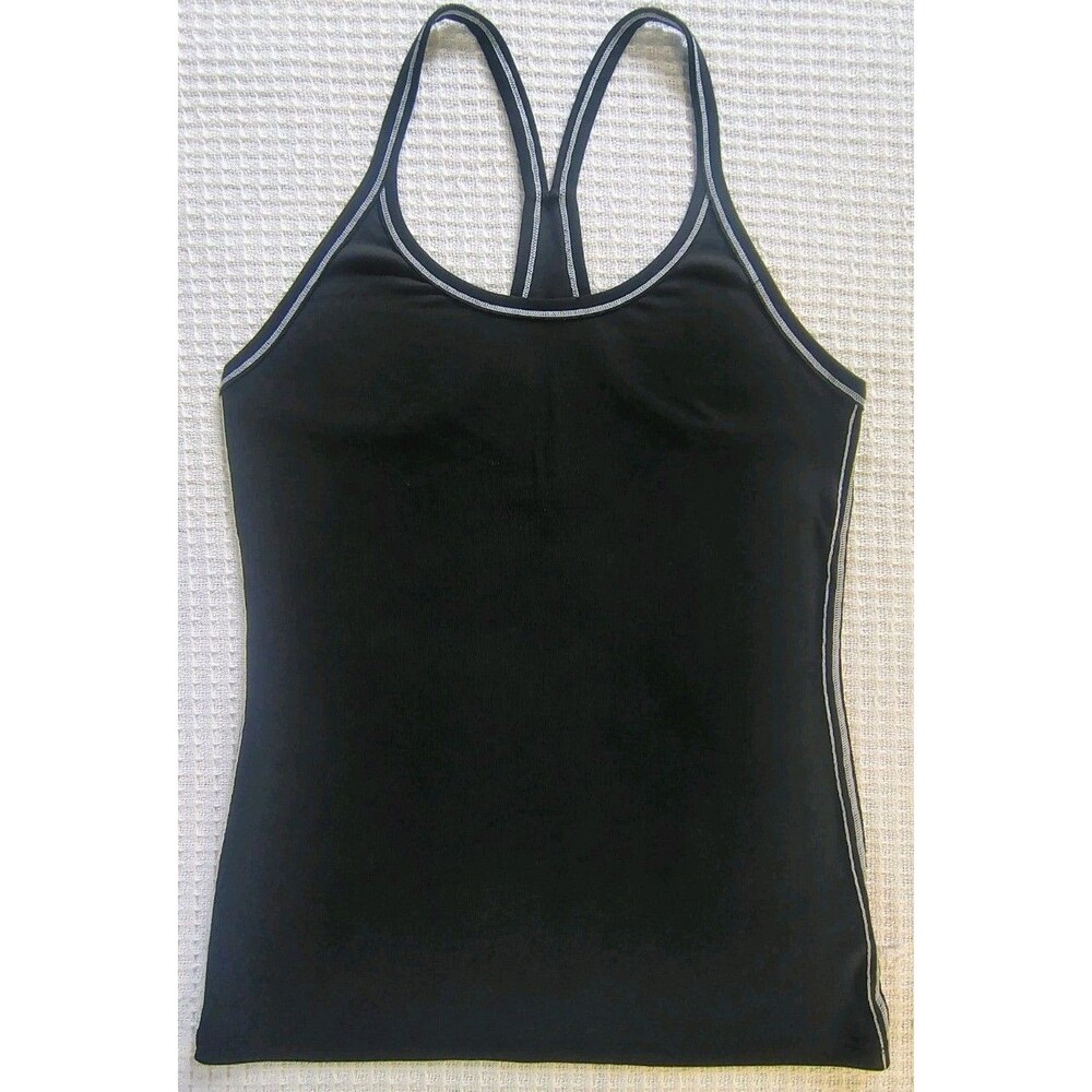 ZYIA Active Ribbed Vida Racerback Tank Top Black White Stitching XXL Athleisure